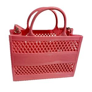 Pink Jelly Tote Bag w/Crossbody Strap Vacation Bag Brunch Bag Chic Bag